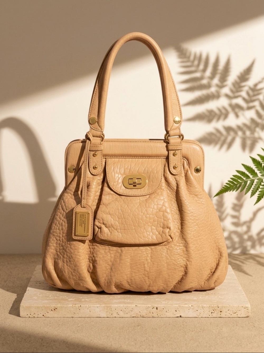 Badgley Mischka Tan Leather Shoulder Bag